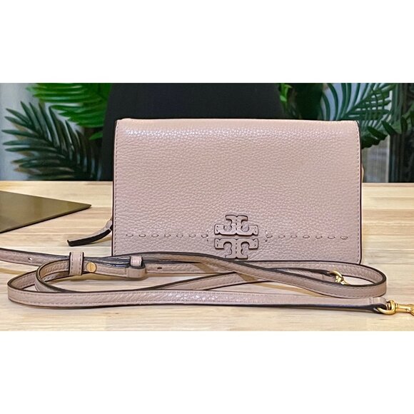 AUTHENTIC TORY BURCH NUDE MCGRAW SHOULDER/CROSSBODY HANDBAG - Picture 3 of 10